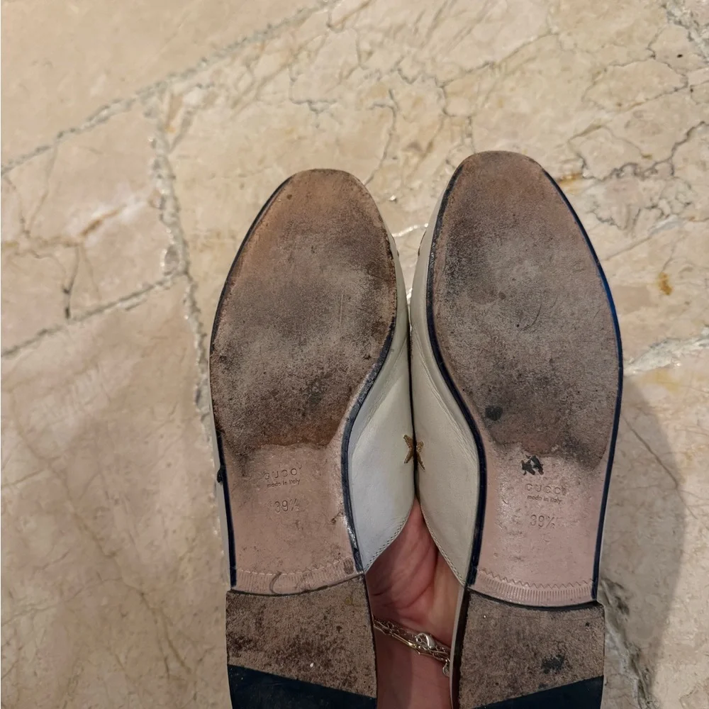 Gucci Cream and Gold Embroidered Mules - Picture 4 of 5